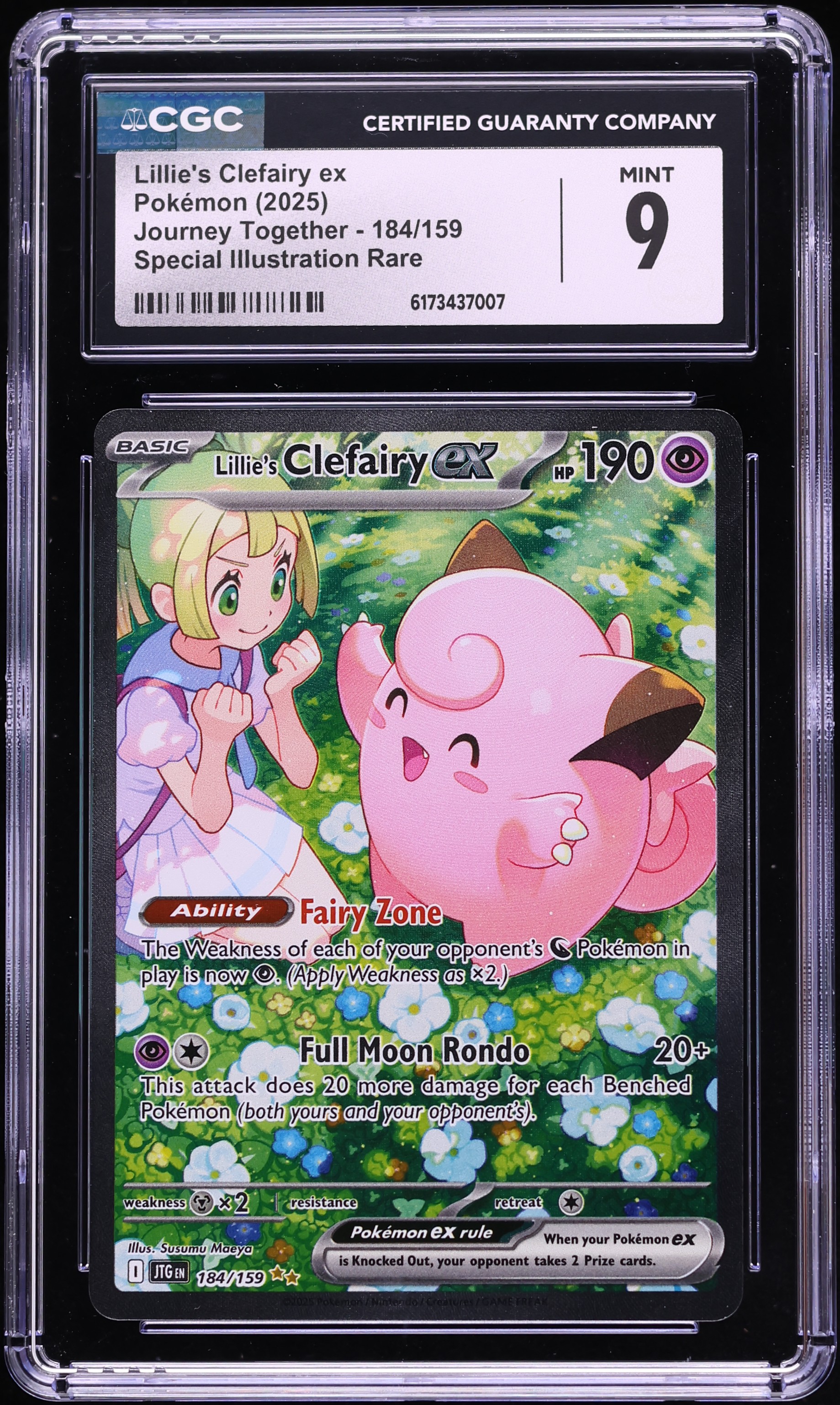 2025 Pokemon Scarlet & Violet Journey Together SIR Lillie's Clefairy ex #184 CGC 9 MINT