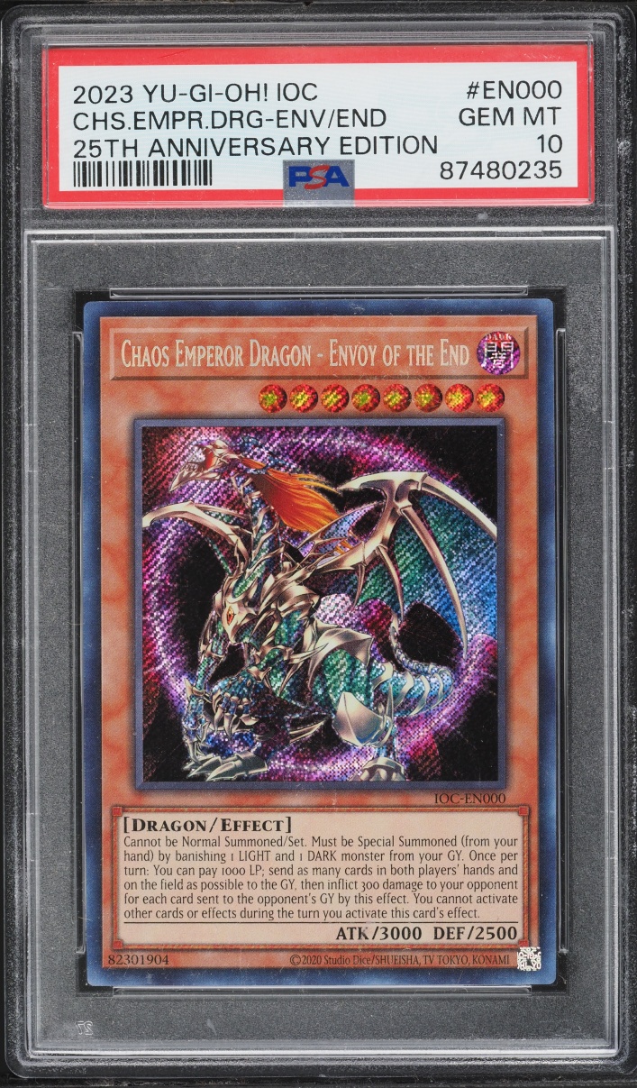2023 Yu-Gi-Oh! IOC 25th Secret Rare Chaos Emperor Dragon Envoy Of The End #IOC-EN000 PSA 10 GEM