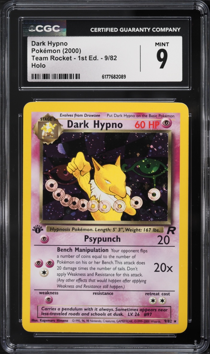 2000 Pokemon Team Rocket 1st Edition Holo Dark Hypno #9 CGC 9 MINT
