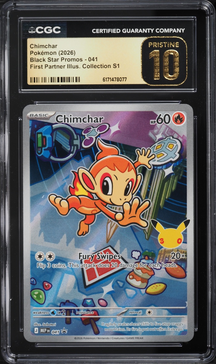 2026 Pokemon Mega Promo First Partner Illustration S1 Full Art Chimchar #41 CGC 10 PRISTINE