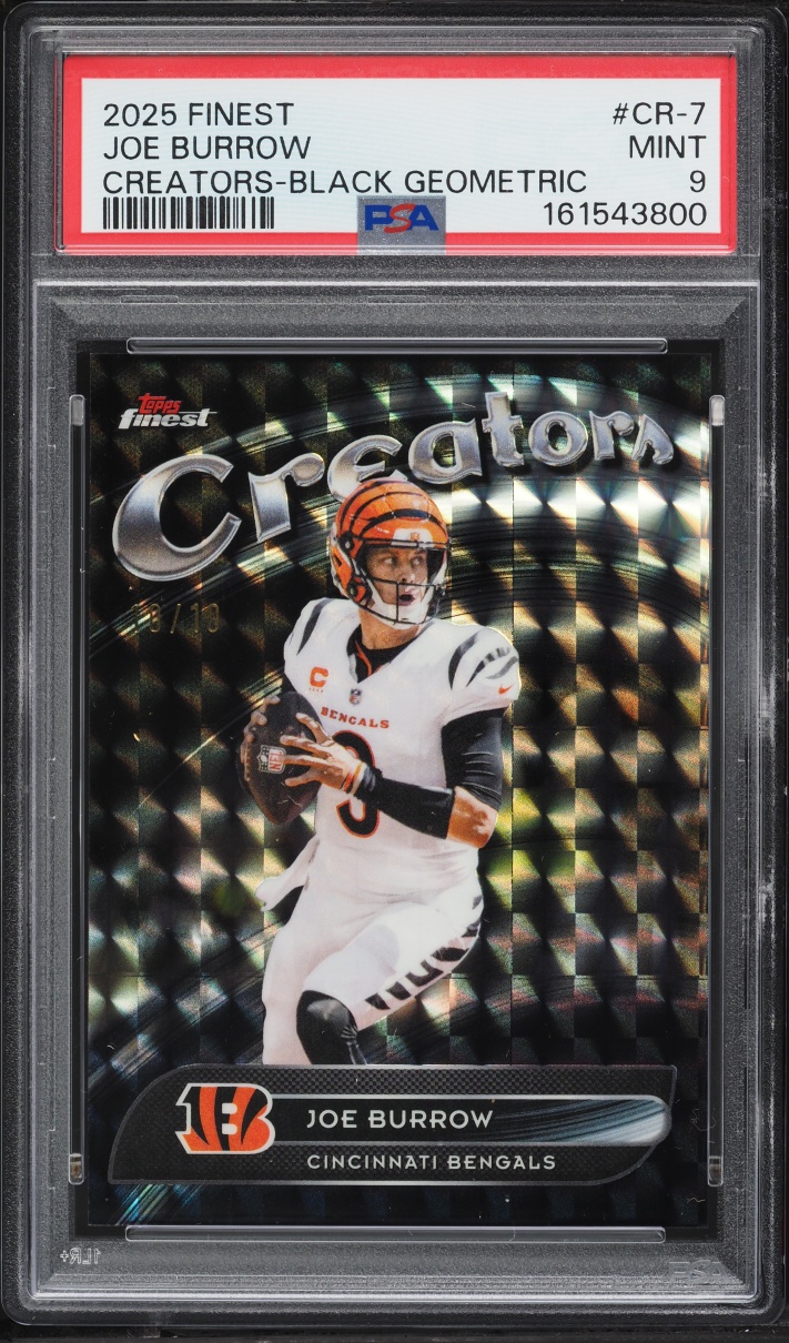 2025 Finest Creators Black Geometric Joe Burrow 10/10 #CR-7 PSA 9 MINT