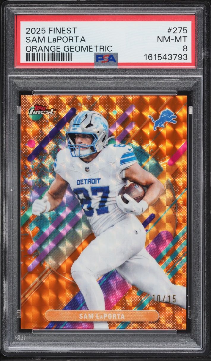 2025 Finest Orange Geometric Sam LaPorta /15 #275 PSA 8 NM-MT