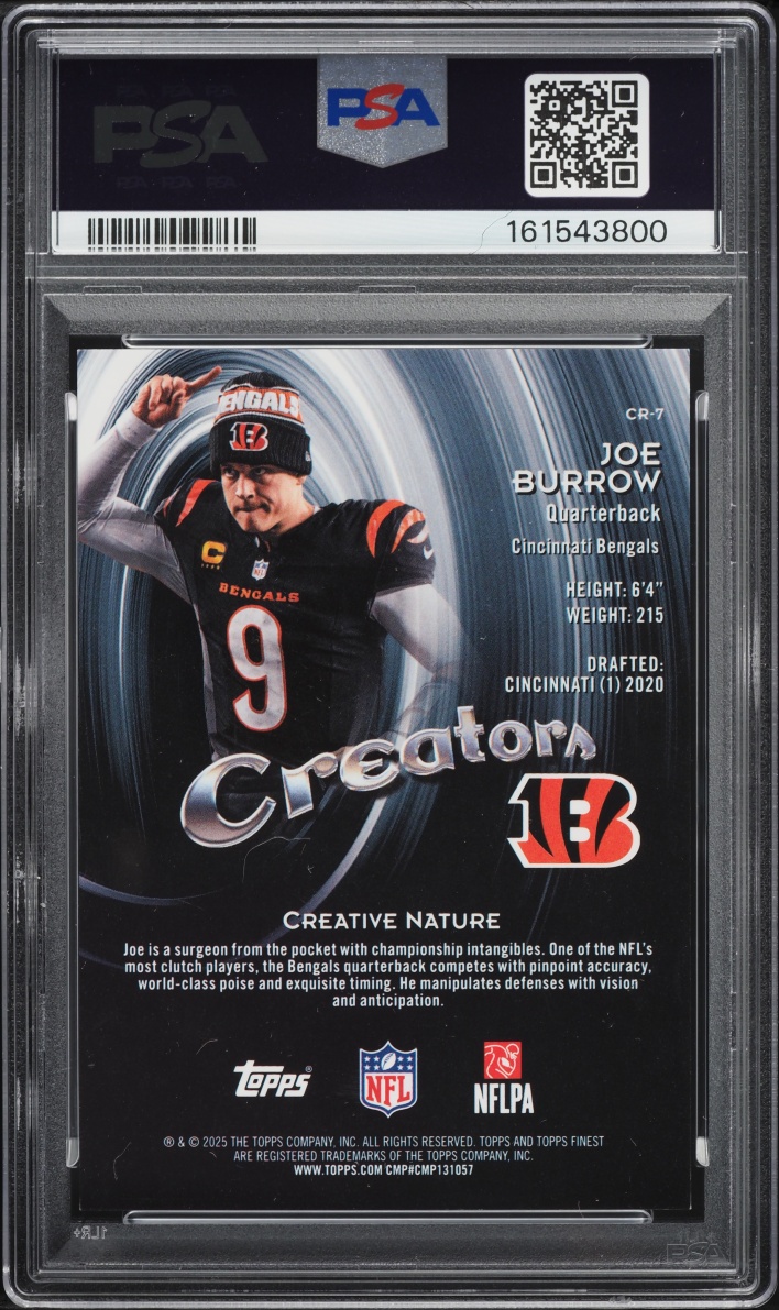2025 Finest Creators Black Geometric Joe Burrow 10/10 #CR-7 PSA 9 MINT