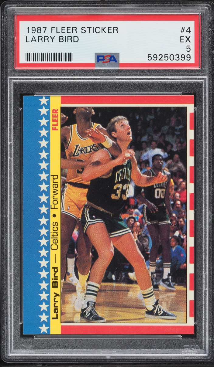 1987 Fleer Sticker Larry Bird #4 PSA 5 EX