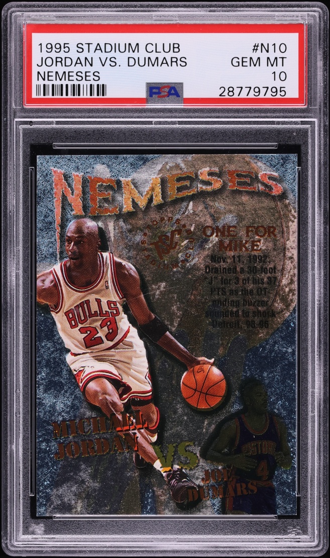 1995 Stadium Club Nemeses Michael Jordan Vs. Joe Dumars #N10 PSA 10 GEM MINT