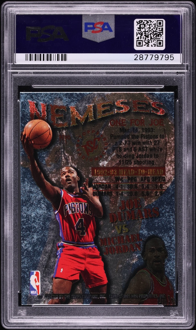 1995 Stadium Club Nemeses Michael Jordan Vs. Joe Dumars #N10 PSA 10 GEM MINT