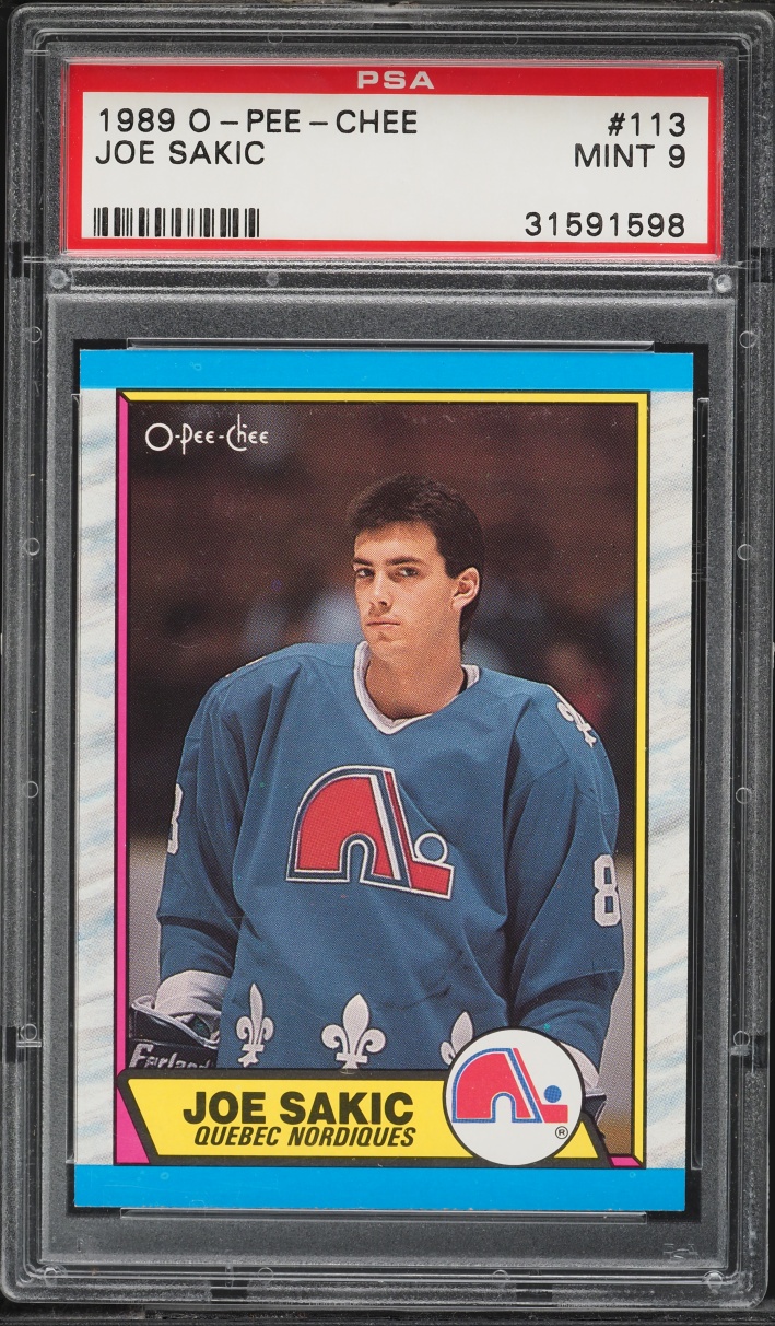 1989 O-Pee-Chee Hockey Joe Sakic ROOKIE #113 PSA 9 MINT