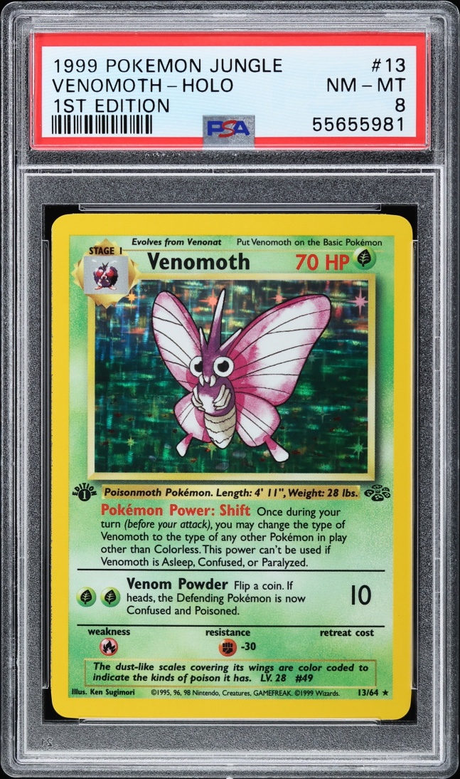 1999 Pokemon Jungle 1st Edition Holo Venomoth #13 PSA 8 NM-MT