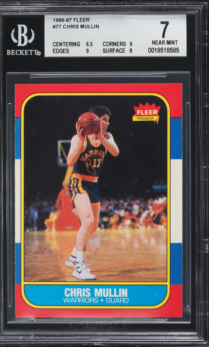1986 Fleer Basketball Chris Mullin ROOKIE #77 BGS 7 NRMT
