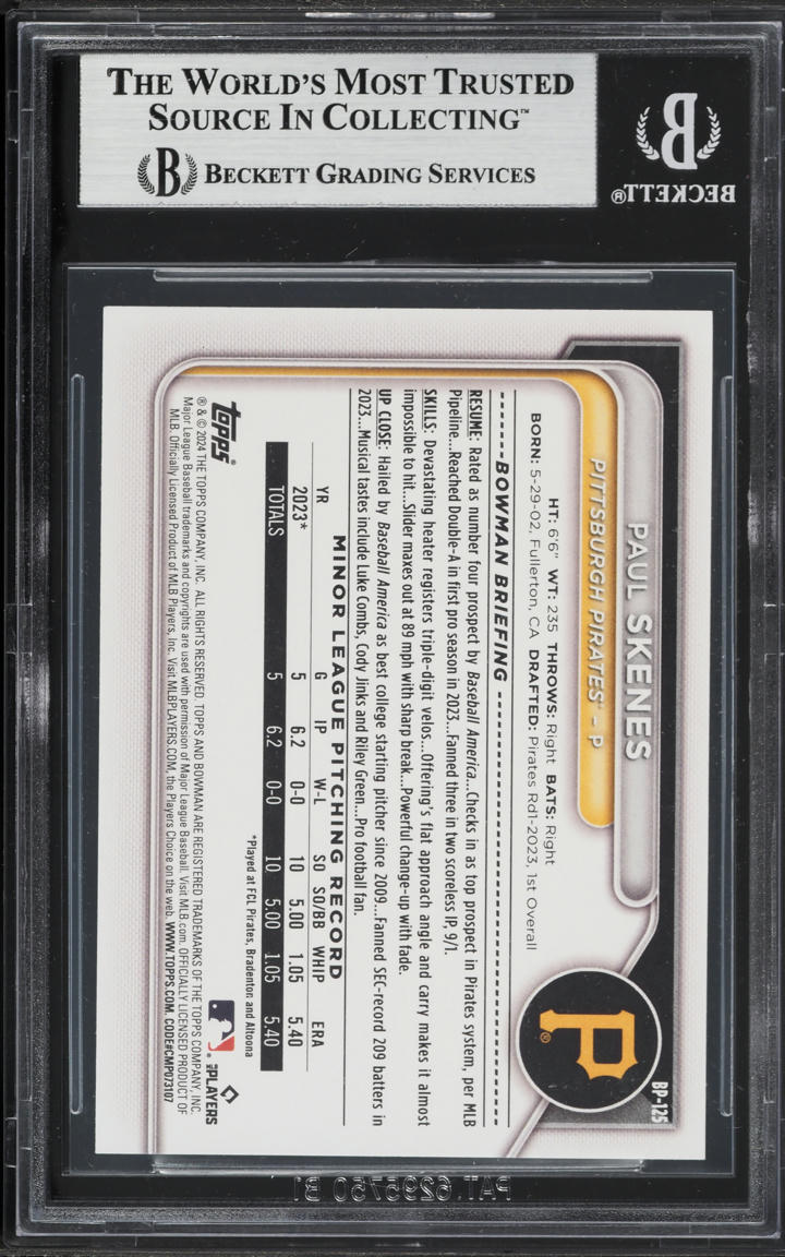 2024 Bowman Paul Skenes PROSPECT #BP-125 BGS 8.5 NM-MT+