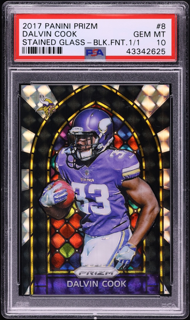 2017 Panini Prizm Stained Glass Black Finite Dalvin Cook 1/1 #8 PSA 10 GEM MINT
