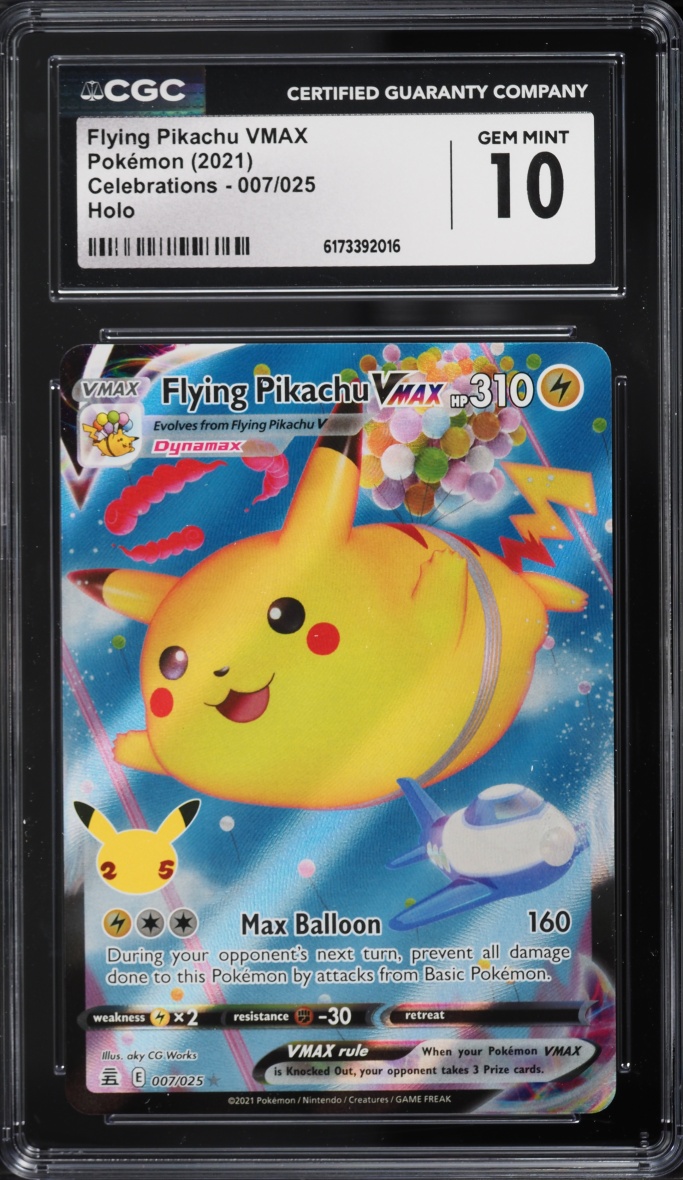 2021 Pokemon Sword & Shield Celebrations Full Art Flying Pikachu VMAX #7 CGC 10 GEM MINT