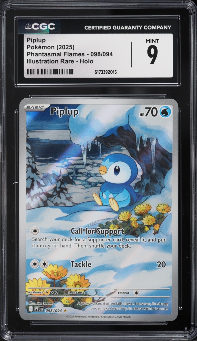 2025 Pokemon Mega Evolution Phantasmal Flames IR Piplup #98 CGC 9 MINT