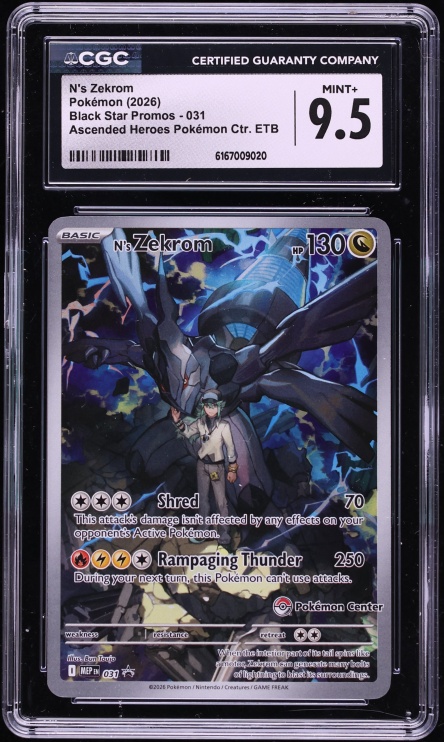 2026 Pokemon Mega Evolution Promo Ascended Heroes Center Full Art N's Zekrom #31 CGC 9.5 MINT+