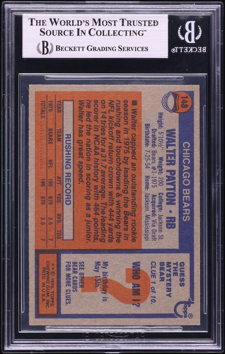 1976 Topps Football Walter Payton ROOKIE #148 BGS 7 NRMT - Photo 2
