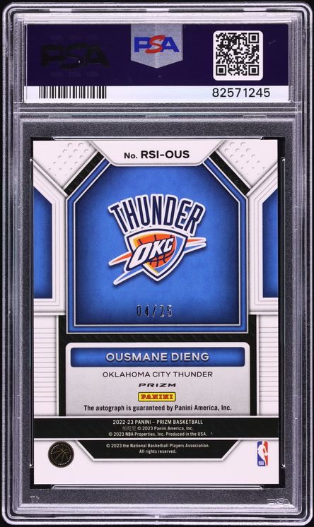 2022 Panini Prizm Mojo Ousmane Dieng ROOKIE AUTO /25 #RSI-OUS PSA 9 MINT - Photo 2