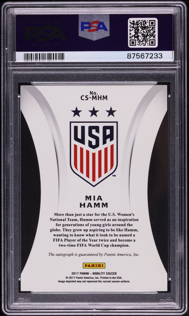 2017 Panini Nobility Crescent Orange Mia Hamm AUTO /49 #CS-MHM PSA 10 GEM MINT
