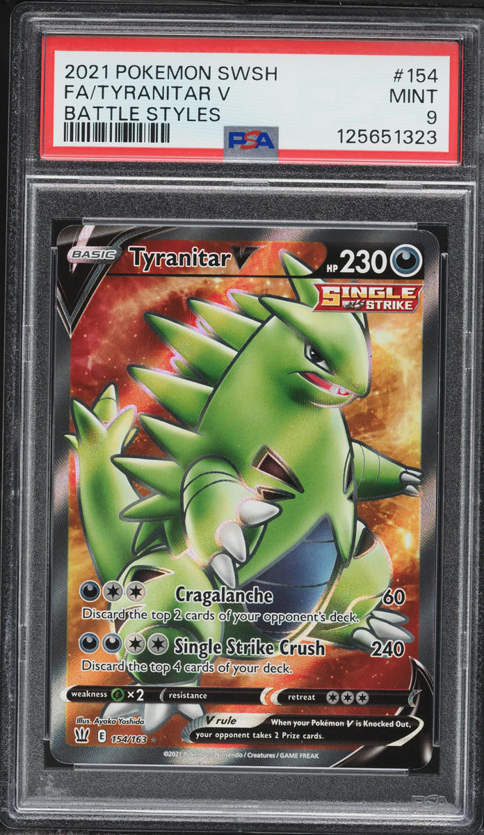 2021 Pokemon Sword & Shield Battle Styles Full Art Tyranitar V #154 PSA 9 MINT