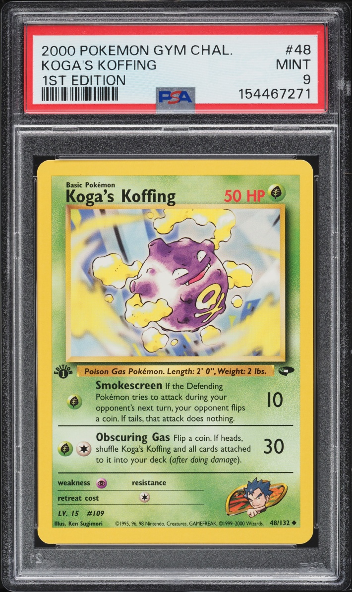 2000 Pokemon Gym Challenge 1st Edition Koga's Koffing #48 PSA 9 MINT