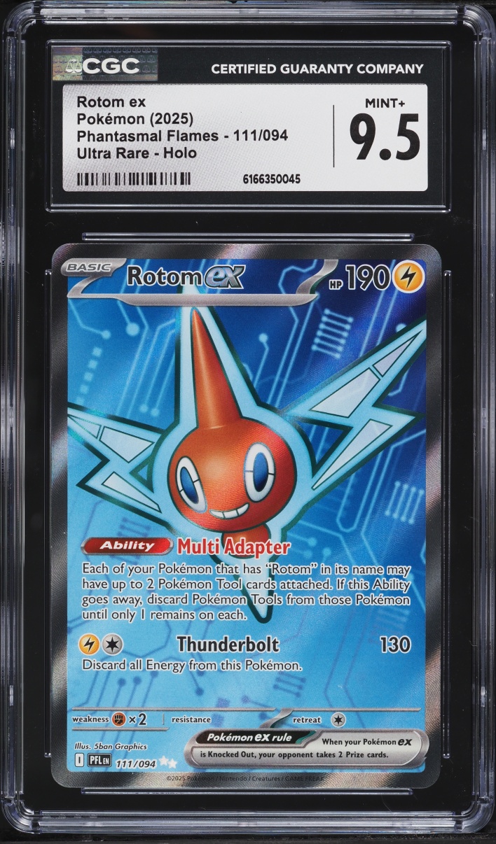 2025 Pokemon Mega Evolution Phantasmal Flames Full Art Rotom EX #111 CGC 9.5 MINT+