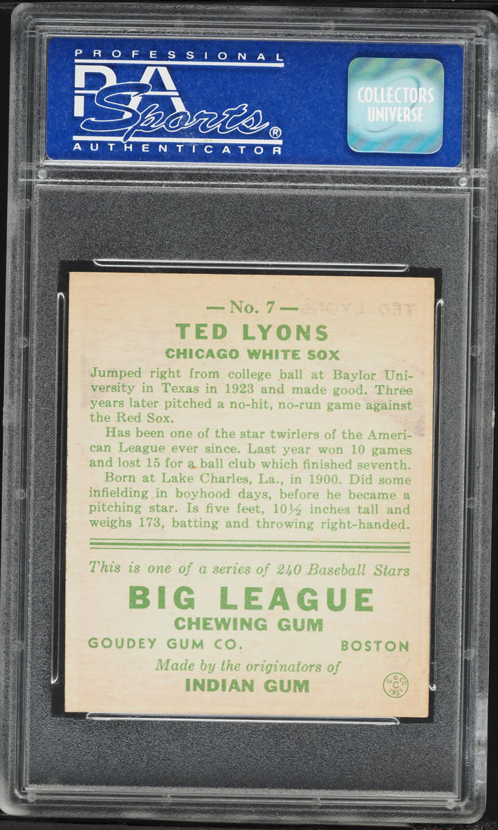 1933 Goudey Ted Lyons #7 PSA 7 NRMT