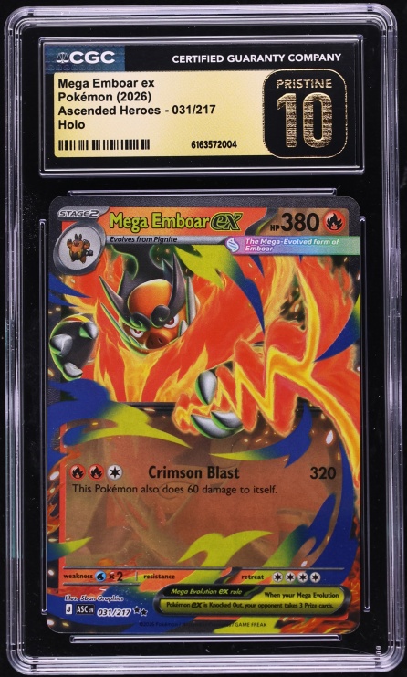 2026 Pokemon Mega Evolution Ascended Heroes Holo Mega Emboar EX #31 CGC 10 PRISTINE