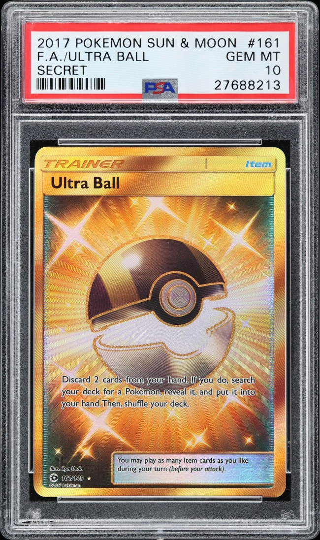 2017 Pokemon Sun & Moon Gold Rare Ultra Ball #161 PSA 10 GEM MINT
