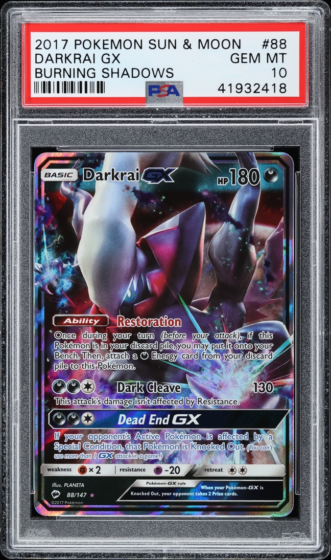 2017 Pokemon Sun & Moon Burning Shadows Alt Art Darkrai GX #88 PSA 10 GEM MINT