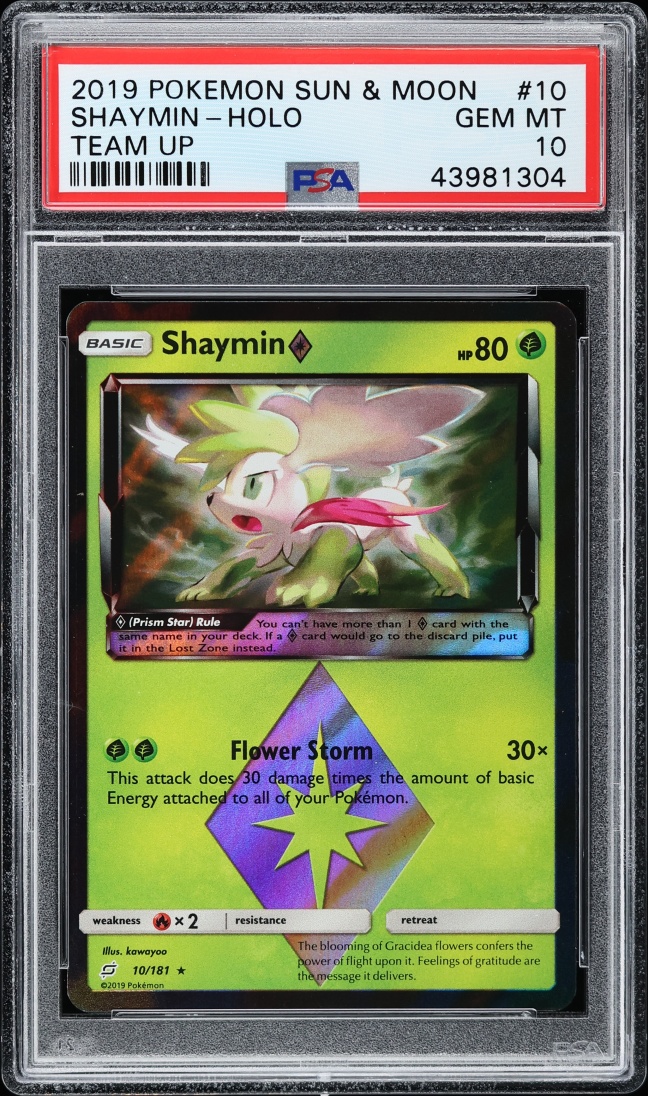 2019 Pokemon Sun & Moon Team Up Holo Shaymin #10 PSA 10 GEM MINT