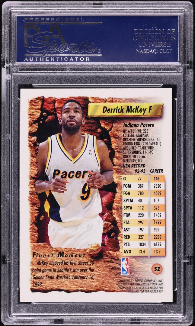 1993 Finest Refractor Derrick McKey #52 PSA 10 GEM MINT