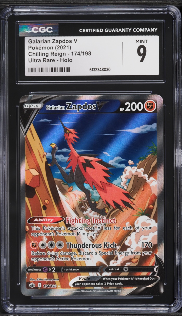 2021 Pokemon Sword & Shield Chilling Reign Alt Art Galarian Zapdos V #174 CGC 9 MINT