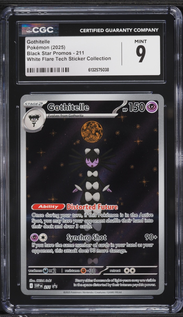 2025 Pokemon SV Black Star Promo White Flare Tech Sticker Full Art Gothitelle #211 CGC 9 MINT
