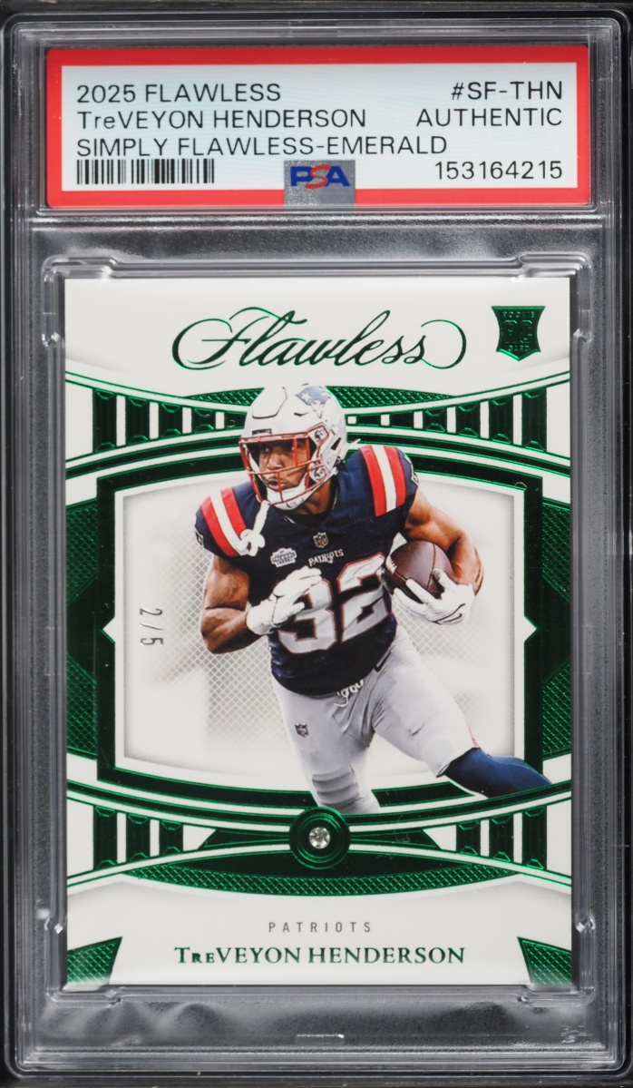 2025 Panini Flawless Simply Emerald Treveyon Henderson ROOKIE /5 #SF-THN PSA AUTH