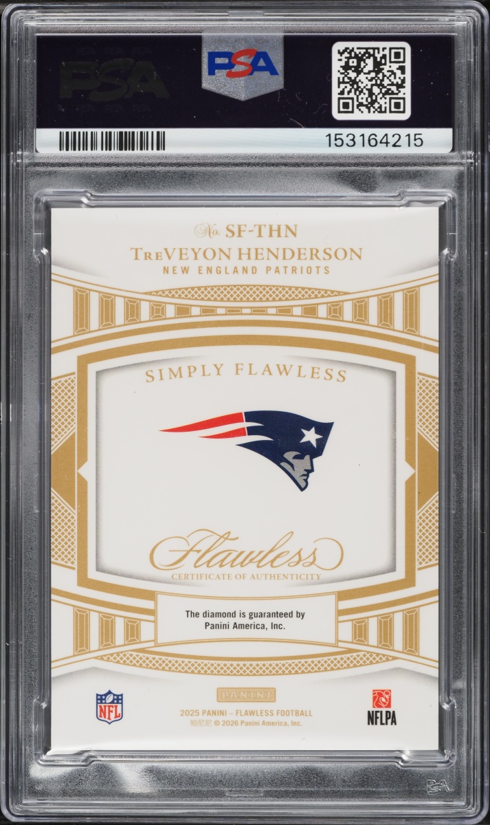 2025 Panini Flawless Simply Emerald Treveyon Henderson ROOKIE /5 #SF-THN PSA AUTH