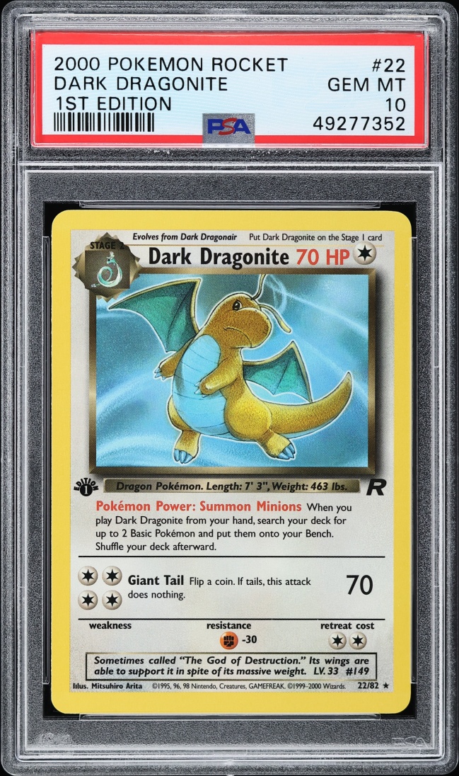 2000 Pokemon Team Rocket 1st Edition Dark Dragonite #22 PSA 10 GEM MINT