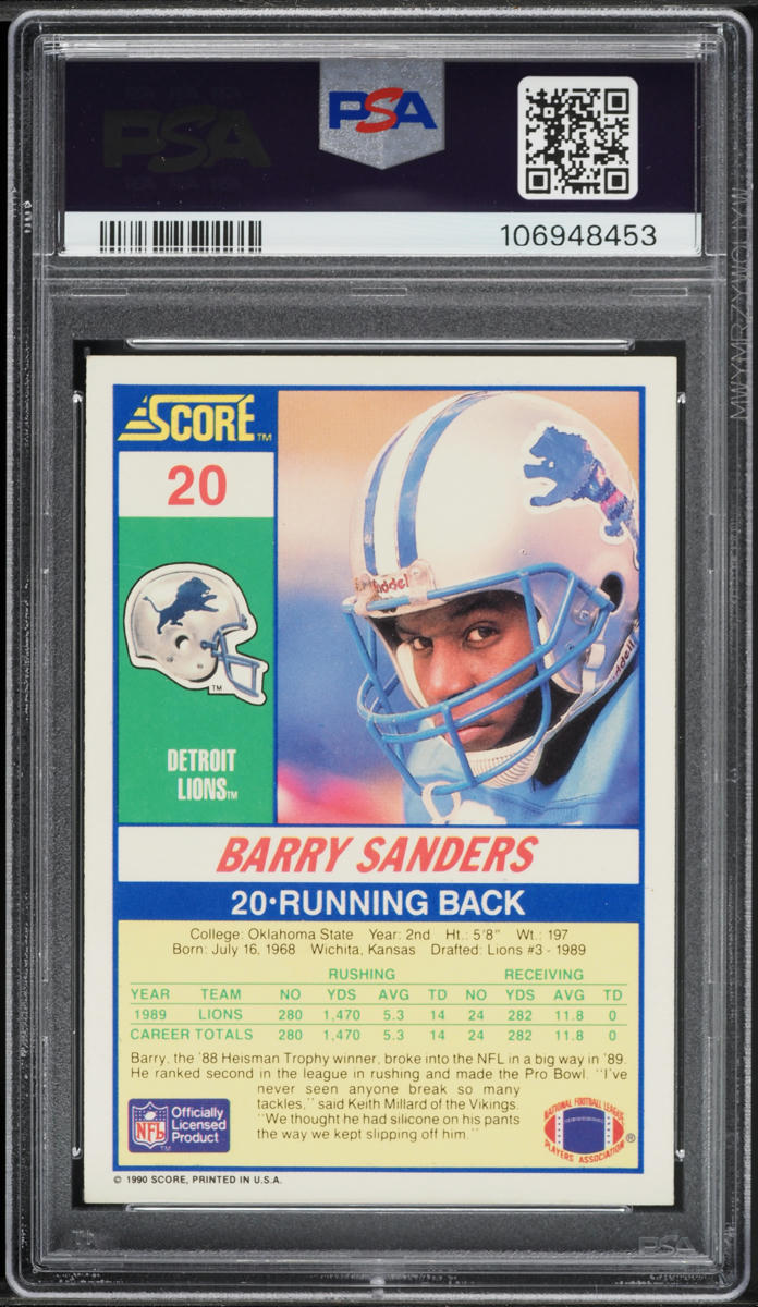1990 Score Football Barry Sanders #20 PSA 5 EX