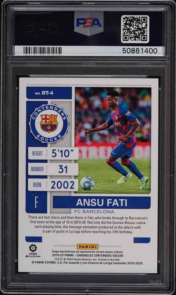 2019 Panini Chronicles Contenders Ticket Ansu Fati ROOKIE #RT-4 PSA 9 MINT
