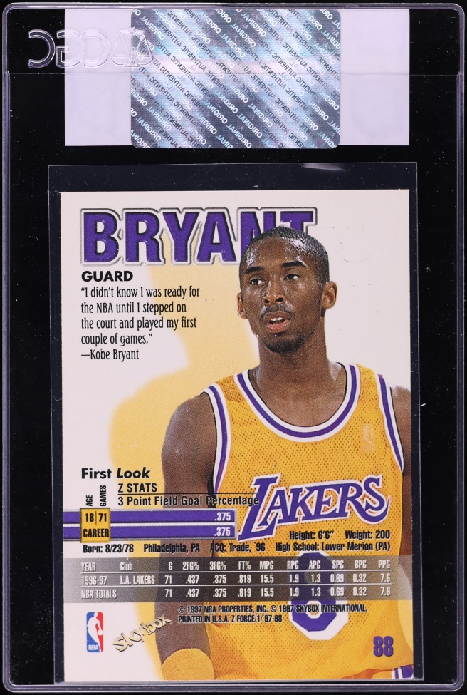 1997 Skybox Z-Force Kobe Bryant #88 CGC AUTH