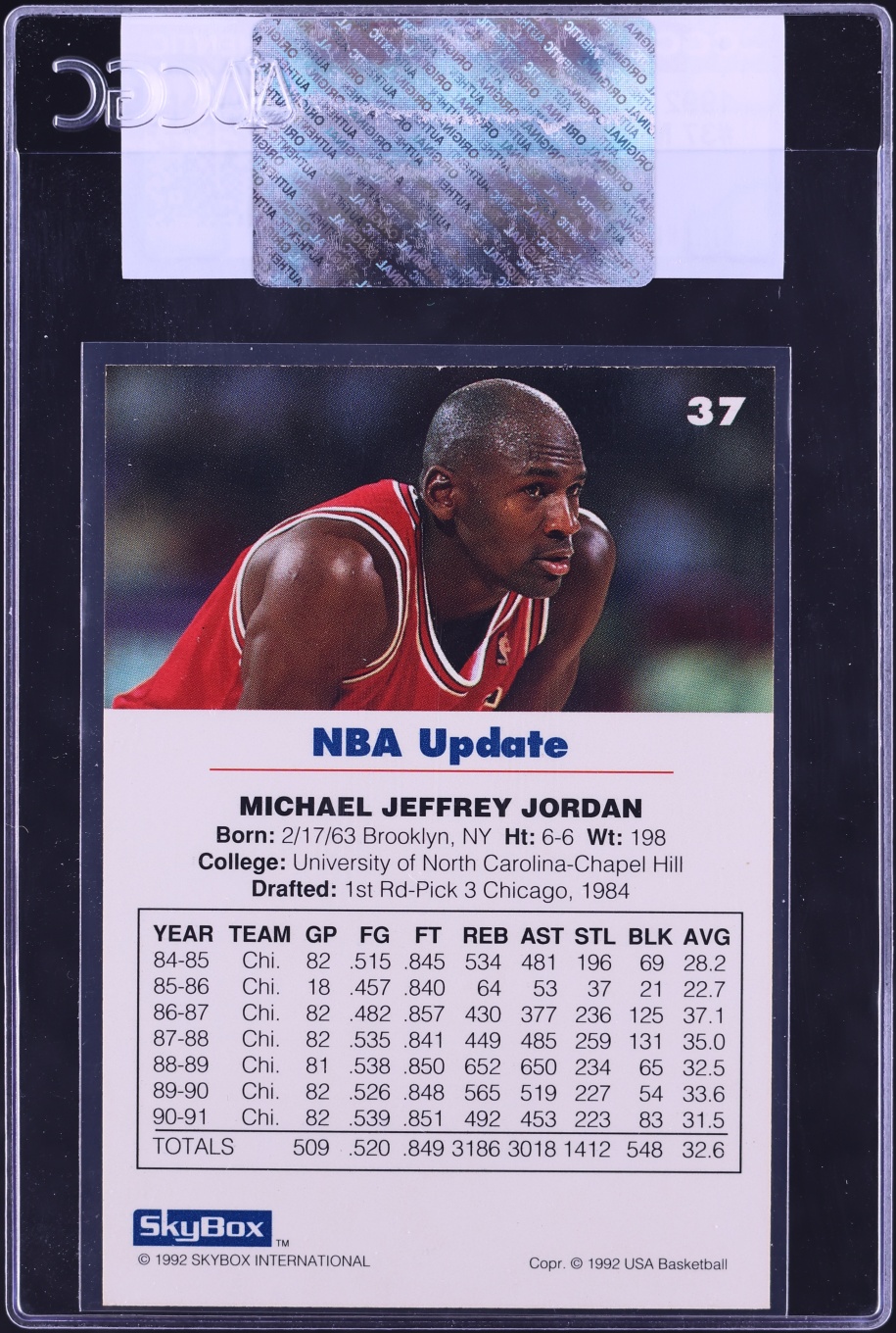 1992 Skybox USA Basketball Michael Jordan #37 CGC AUTH