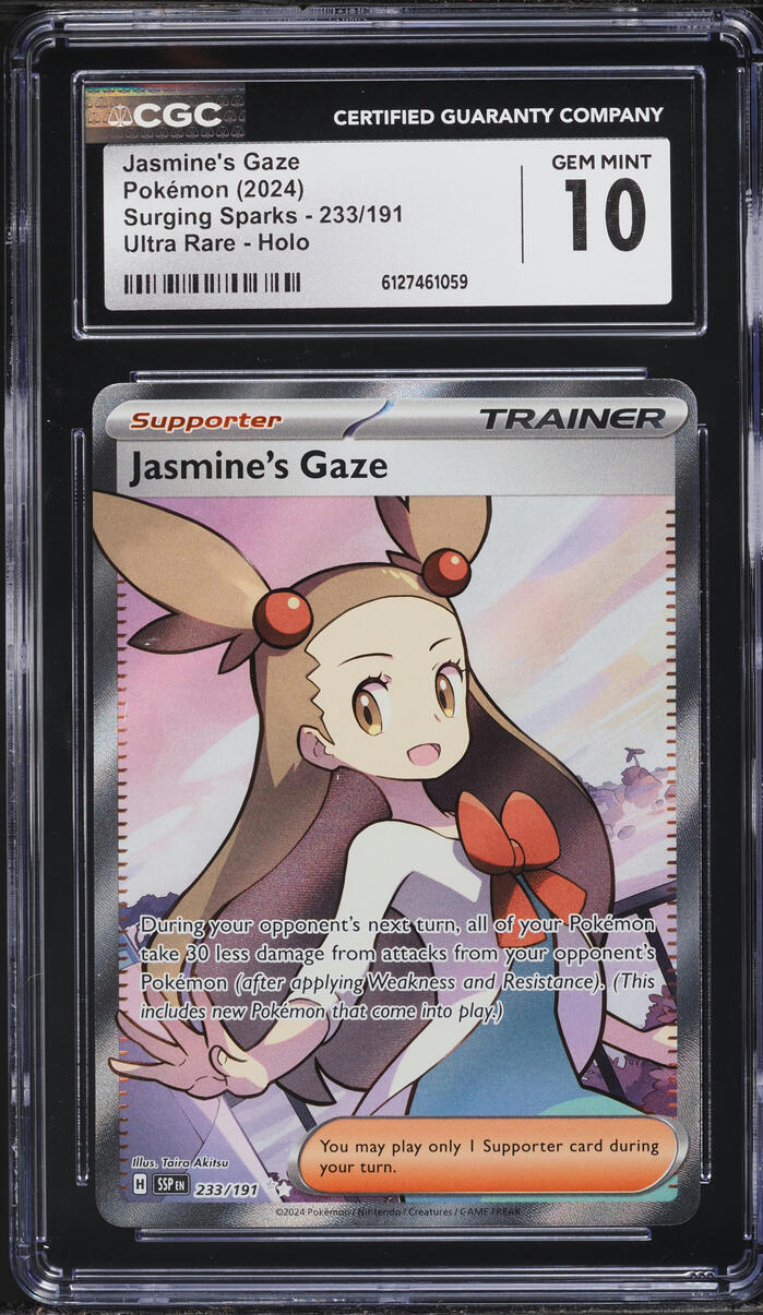 2024 Pokemon Scarlet & Violet Surging Sparks Full Art Jasmine's Gaze #233 CGC 10 GEM MINT