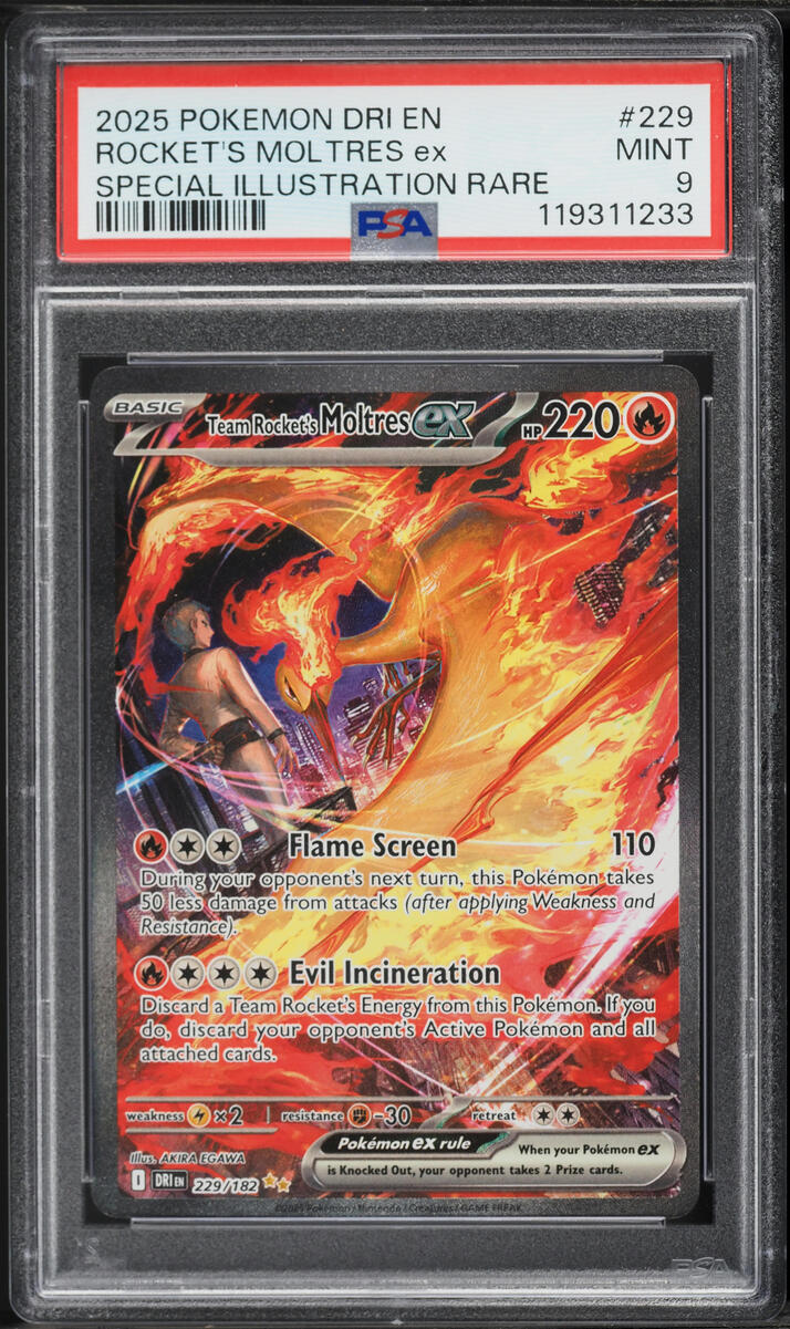 2025 Pokemon Scarlet & Violet Destined Rivals SIR Team Rocket's Moltres ex #229 PSA 9 MINT