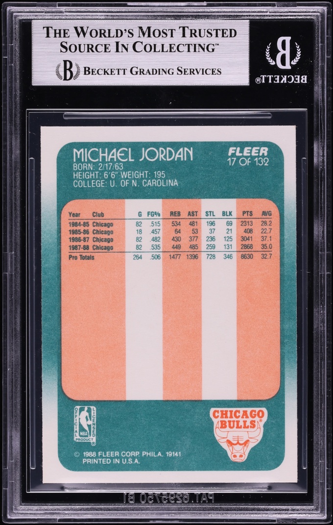 1988 Fleer Basketball Michael Jordan #17 BGS 8 NM-MT