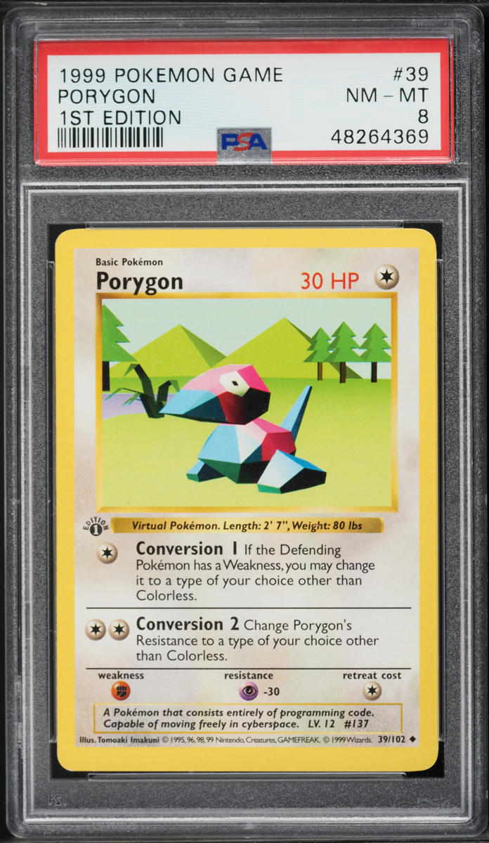 1999 Pokemon Base Set Shadowless 1st Edition Porygon #39 PSA 8 NM-MT