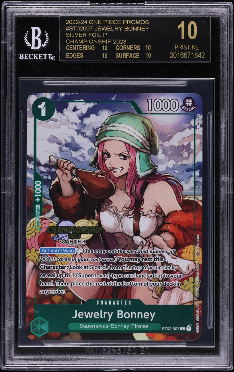 2022 One Piece Promo Championship Foil Jewelry Bonney #ST02-007 BGS 10 BLACK LABEL