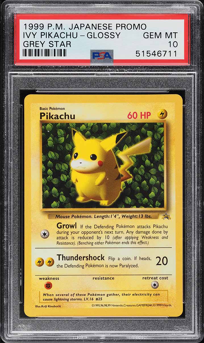 1999 Pokemon Japanese Promo Corocoro Comics Grey Star Glossy Ivy Pikachu PSA 10 GEM MINT