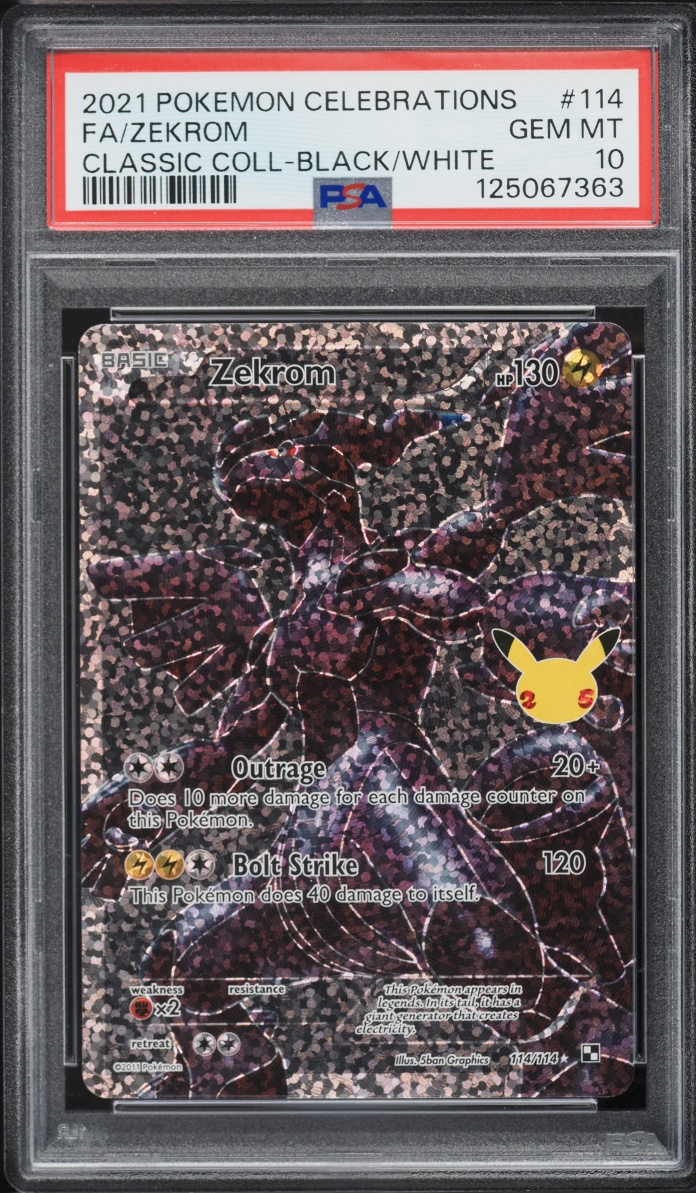 2021 Pokemon Sword & Shield Celebrations Classic Collection Full Art Zekrom #114 PSA 10 GEM