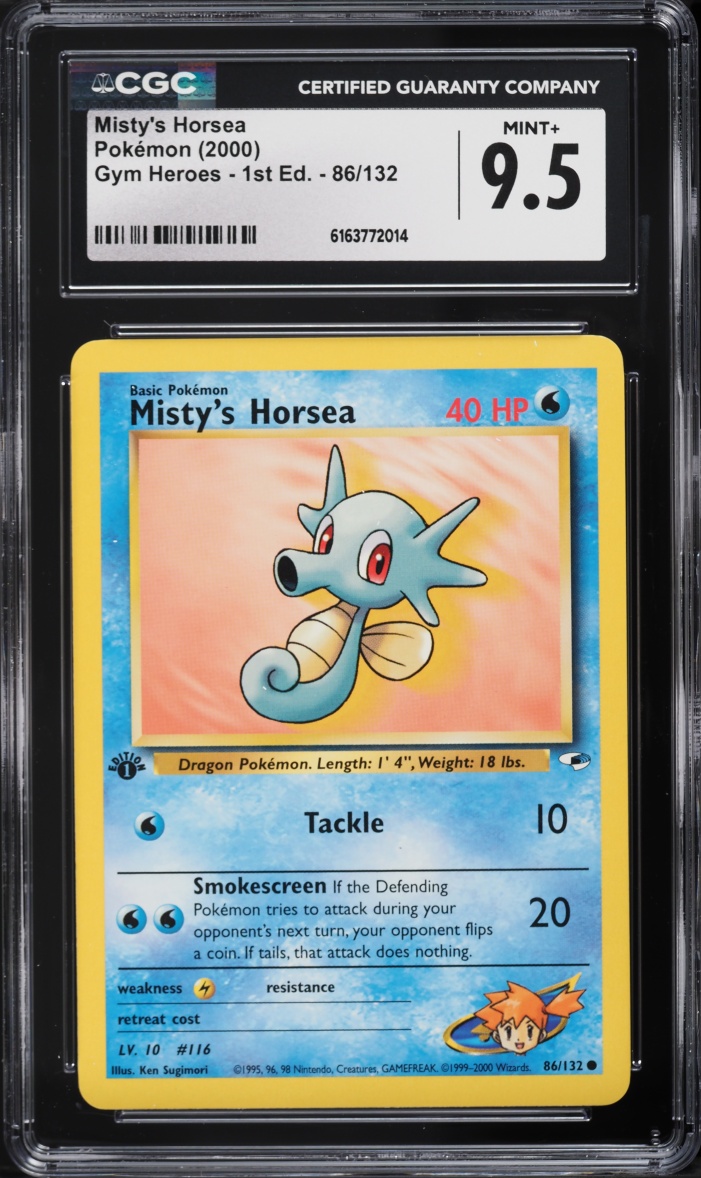 2000 Pokemon Gym Heroes 1st Edition Misty's Horsea #86 CGC 9.5 MINT+
