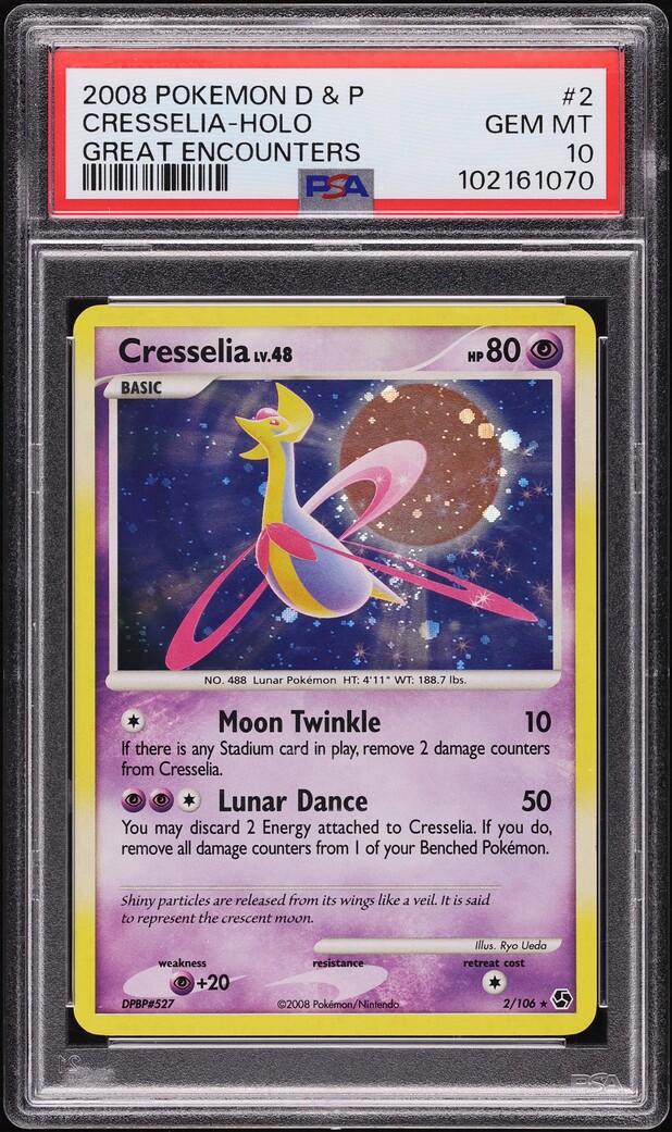 2008 Pokemon Diamond & Pearl Great Encounters Holo Cresselia #2 PSA 10 GEM MINT