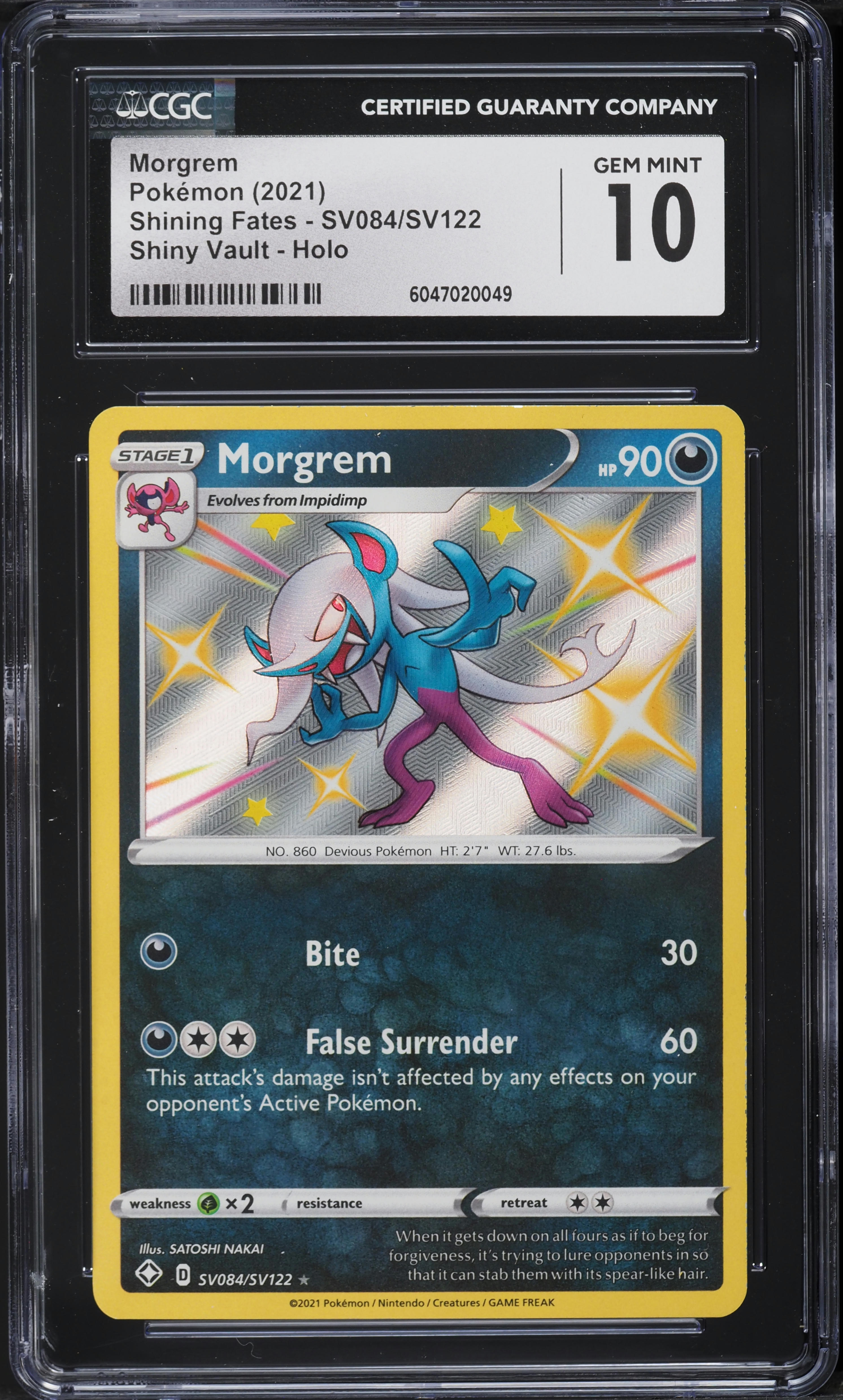 2021 Pokemon Sword & Shield Shining Fates Shiny Morgrem #SV084 CGC 10 GEM MINT