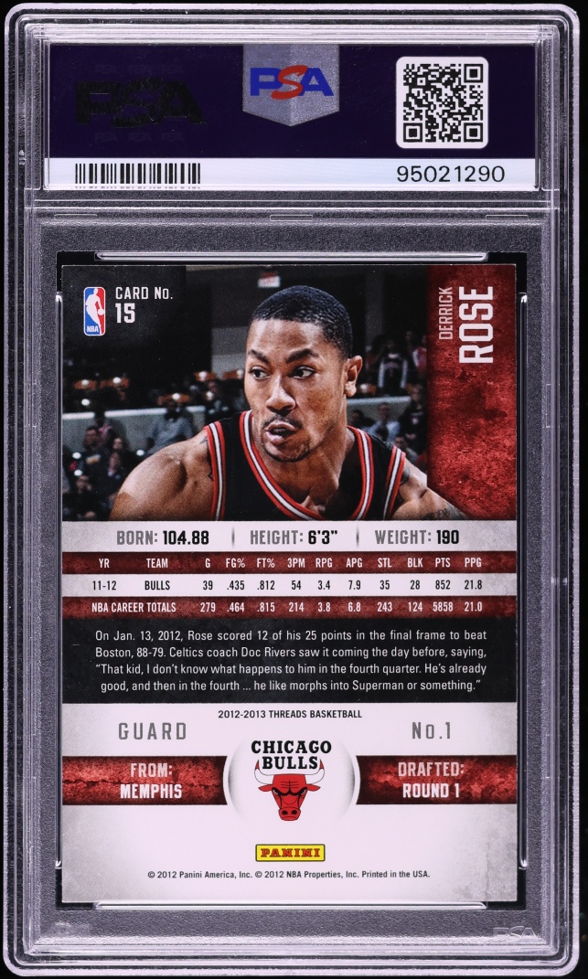 2012 Panini Threads Derrick Rose #15 PSA 9 MINT